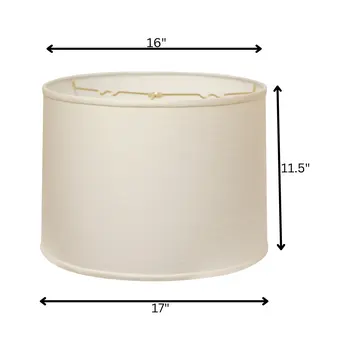 17" White Throwback Drum Linen Lampshade
