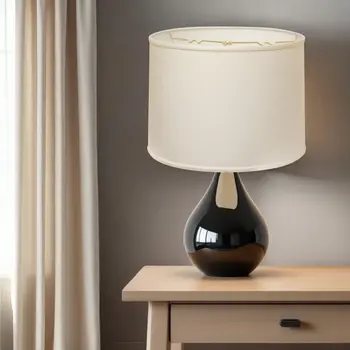 18" white Throwback Drum Linen Lampshade