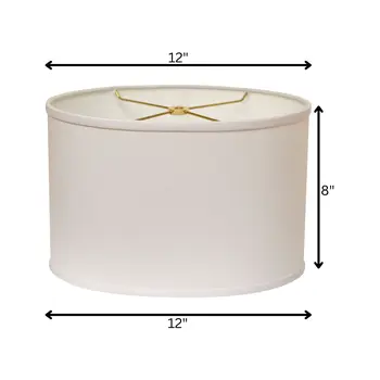 12" White Throwback Oval No Slub Lampshade