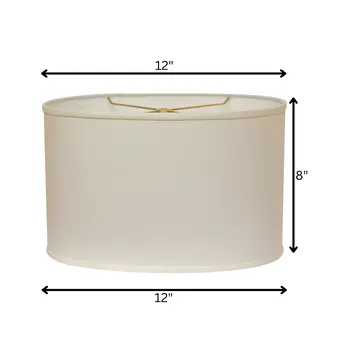 12" White Throwback Oval Linen Lampshade
