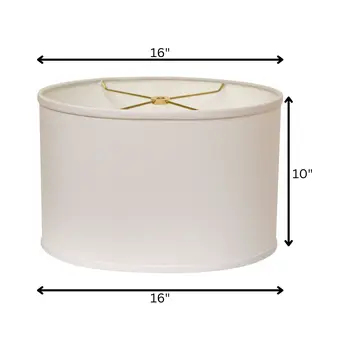 16" White Throwback Oval No Slub Lampshade