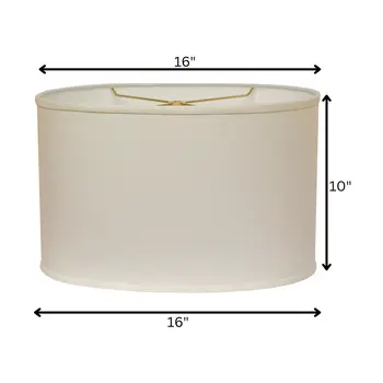 16" White Throwback Oval Linen Lampshade