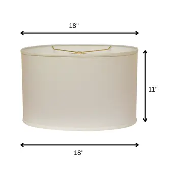 18" White Throwback Oval Linen Lampshade