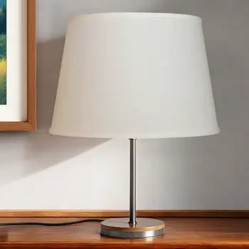 16" White Rounded Empire Slanted Linen Lampshade
