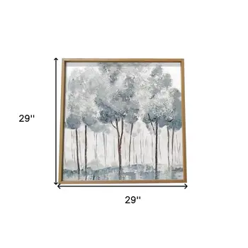 Modern All Over Blue Gray Forrest Canvas Wall Art Brown Picture Frame Print Wall Art