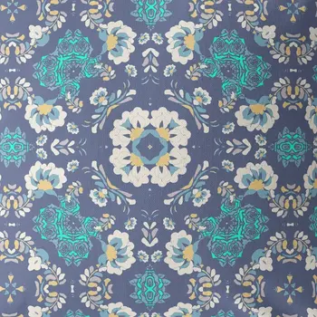 20" X 20" Blue And White Broadcloth Floral Throw Pillow