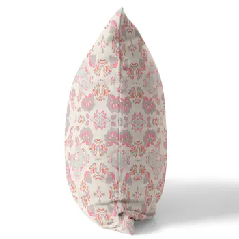 28" X 28" Pink And White Broadcloth Floral Throw Pillow