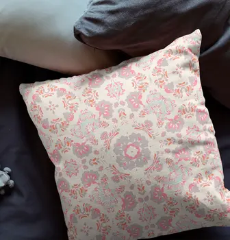 28" X 28" Pink And White Broadcloth Floral Throw Pillow