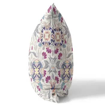 20" X 20" Off White And Pink Broadcloth Floral Throw Pillow