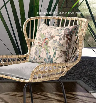28" X 28" Green And Brown Broadcloth Floral Throw Pillow
