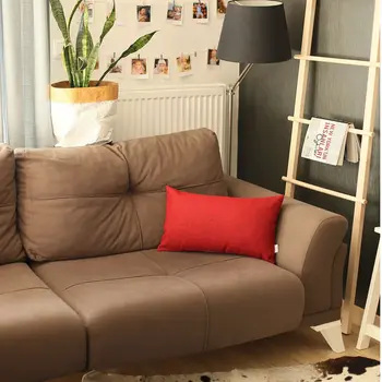 12" X 20" Red Lumbar Throw Pillow Cover