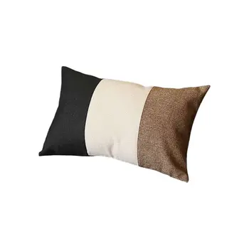 12" X 20" Black And Brown Geometric Zippered Handmade Polyester Lumbar Pillow Cover