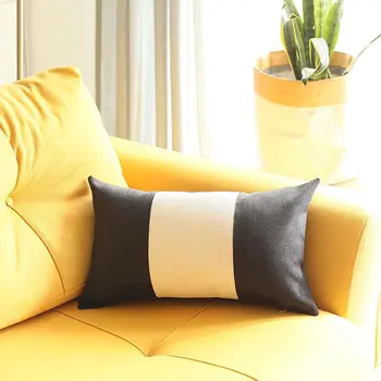 12" X 20" Black And Grey Geometric Zippered Handmade Polyester Lumbar Pillow Cover