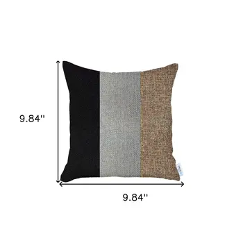 18" X 18" Black And Brown Geometric Zippered Handmade Polyester Throw Pillow Cover