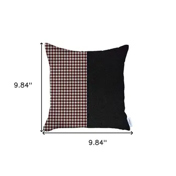 18" X 18" Black And Red Abstract Zippered Handmade Polyester Throw Pillow Cover