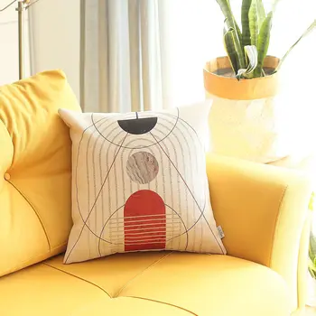 18" X 18" Cream Polyester Abstract Zippered Pillow Cover