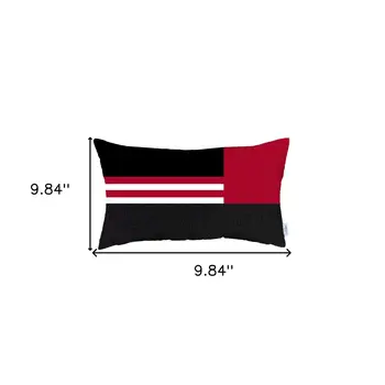 12" X 20" Red Striped Zippered Handmade Polyester Lumbar Pillow Cover