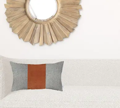 12" X 20" Grey And Brown Geometric Zippered Handmade Polyester Lumbar Pillow Cover
