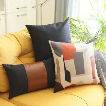 12" X 20" Black And Brown Geometric Zippered Handmade Polyester Lumbar Pillow Cover