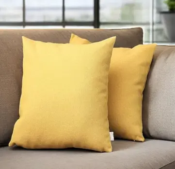 Set of Two 18" Yellow Fabric Throw Pillows