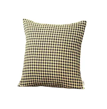 Set of Two 18" Yellow and Black Houndstooth Fabric Throw Pillows