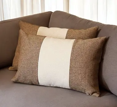 Set Of Two 20" X 12" Brown And Grey Polyester Geometric Zippered Pillow