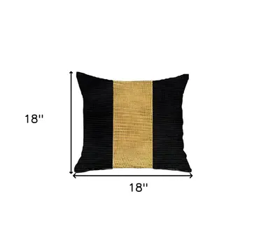 Set Of Two 18" X 18" Black And Yellow Geometric Zippered Handmade Polyester Throw Pillow