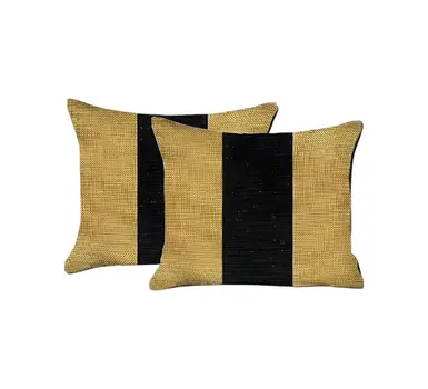 Set Of Two 18" X 18" Yellow And Black Geometric Zippered Handmade Polyester Throw Pillow