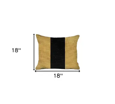 Set Of Two 18" X 18" Yellow And Black Geometric Zippered Handmade Polyester Throw Pillow