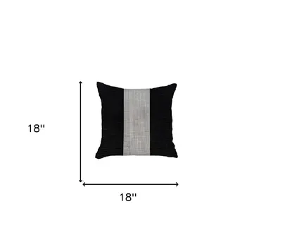 Set Of Two 18" X 18" Grey And Black Geometric Zippered Handmade Polyester Throw Pillow
