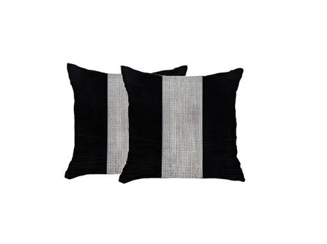 Set Of Two 18" X 18" Grey And Black Geometric Zippered Handmade Polyester Throw Pillow