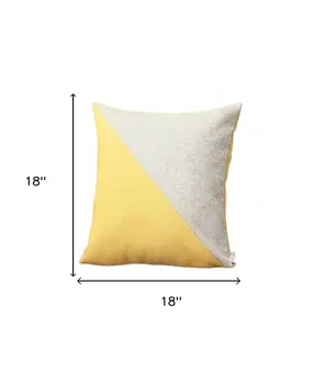 Set of Four 18" Yellow and Gray Color Block Fabric Throw Pillows
