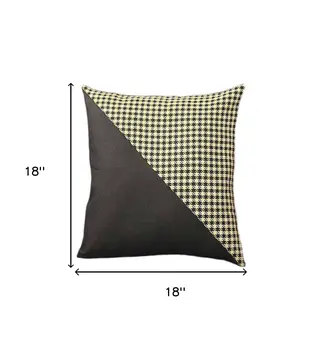 Set of Four 18" Black and Yellow Houndstooth Fabric Throw Pillows