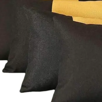 Set of Four 12" X 20" Black And Yellow Lumbar Throw Pillows