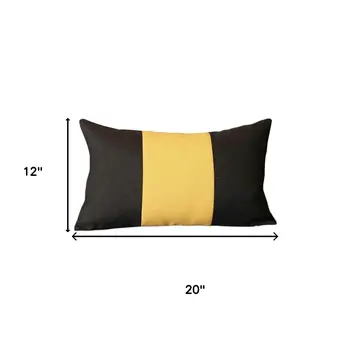Set of Four 12" X 20" Black And Yellow Lumbar Throw Pillows