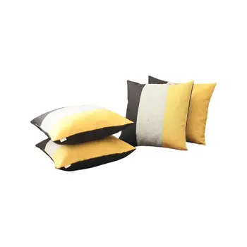 Set of Four 18" Black And Yellow Throw Pillows
