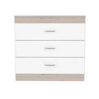 29" Light Gray and White Three Drawer Dresser