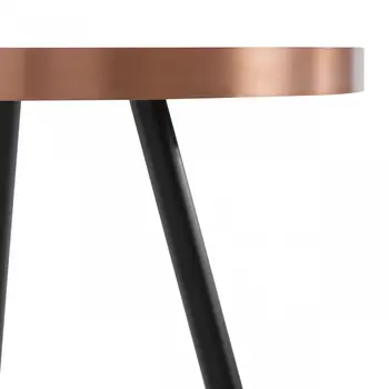 20" Black and Gold Faux Marble And Metal Round Coffee Table