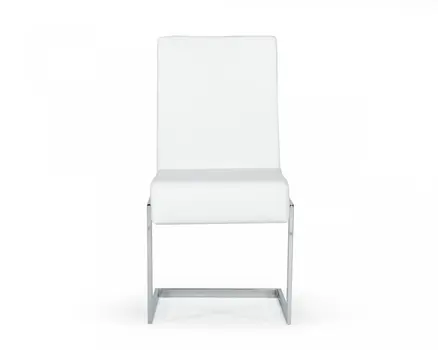 Set of Two White Silver Modern Dining Chairs