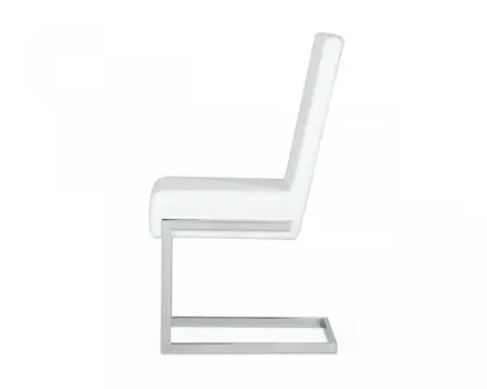 Set of Two White Silver Modern Dining Chairs