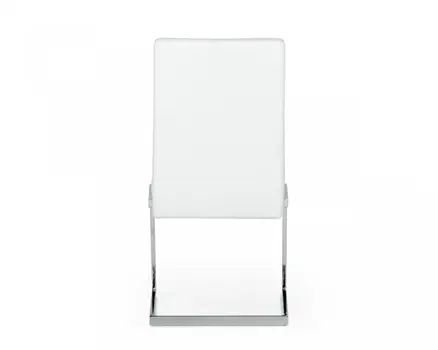 Set of Two White Silver Modern Dining Chairs