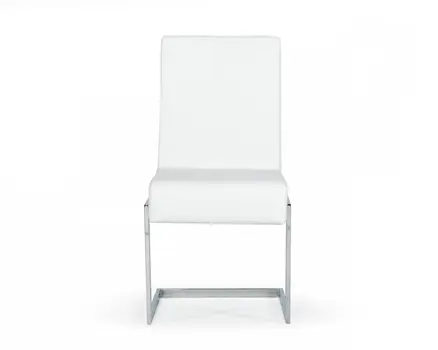 Set of Two White Silver Modern Dining Chairs