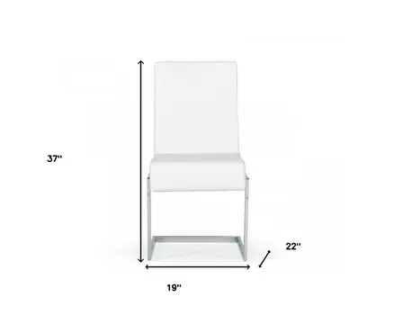 Set of Two White Silver Modern Dining Chairs