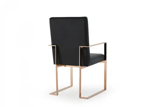 Black and Gold Upholstered Fabric Dining Arm Chair