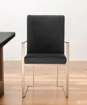 Black and Gold Upholstered Fabric Dining Arm Chair