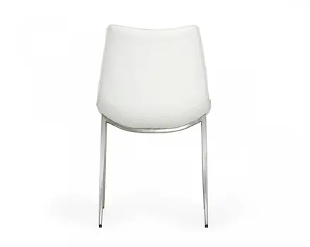 Set of Two White and Silver Upholstered Faux Leather Dining Side Chairs