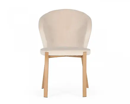 Set of Two Beige and Champagne Upholstered Velvet Wing Back Dining Side Chairs