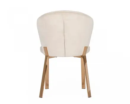 Set of Two Beige and Champagne Upholstered Velvet Wing Back Dining Side Chairs