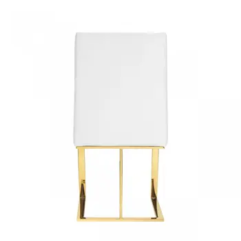 White and Gold Upholstered Faux Leather Dining Side Chair