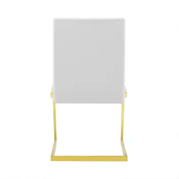 Set of Two White and Gold Upholstered Faux Leather Dining Side Chairs